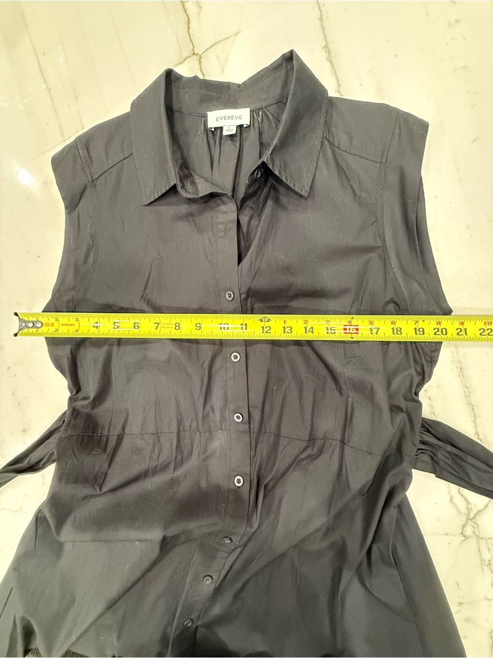 Evereve Perry Midi Dress Black Sleeveless Button-Front Dress with Tie Waist - Picture 6 of 10